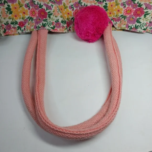 Eccolo Women's Bight Pink Floral Canvas Medium Size Reusable Tote Bag - Picture 6 of 10